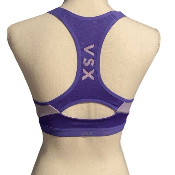 Victoria's Secret VSX Front Zip Racerback Padded Workout Sports Bra Purple 34B - Picture 2 of 8